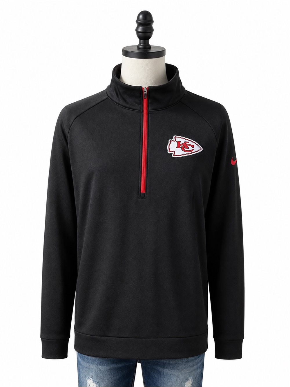 NFL Black Quarter-Zip Pullover with Red Trim - unisex